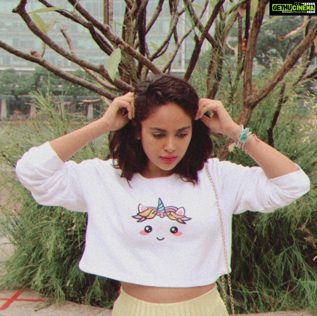 Nandita Swetha Instagram - ‘Twirling’ . . Top from @squad_clothing_ . Clutch and flats from @sreepassion . Skirt from @Zara . . #twirl #croptop #poser #actress #influencer #collaboration #whitetop #bangalore #orionmall #curlyhair #rainday #cloudy #nanditaswetha #actressnandita #south #instagram #instadaily Bangalore, India