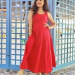 Nandita Swetha Instagram - 💃💃💃💃 . . Wearing handloom dress by @lineages_co . . Clicked by @vaishaliikbetala . . #poser #actor #flyhigh #outdoor #red #dress #laughout #collaboration #cotton #handloom #insta #makeup #look #girlsdayout