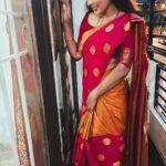 Nandita Swetha Instagram – That saree lover is me❤️❤️
.
Saree from @saishrithestyleinyou 
.
#saree #poser #selfie #sareelove #collaboration #habba #festival #latepost #pinksaree #yellow #homely #traditional #smile #ready #girlthing #love #insta #instagram #sareepic