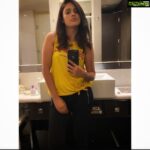 Nandita Swetha Instagram - Ok on demand 😋😋 Top - @superdry Pant- @zara Shot on @apple #iphone11pro #mirrorselfie #yellow #cool #look #selfie #life #profession #poser #actor #makeup