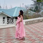 Nandita Swetha Instagram - No caption needed❄️❄️❄️ Follow me on #heloapp for the exclusive stills #poser #11pro #saree #pink #cloud #cold #instapic #instagram