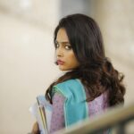 Nandita Swetha Instagram - N that’s me #Akshara teacher. Can u write ur fav teacher name? #Akshara #releasesoon #teacher #sareelove #actor