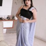 Nandita Swetha Instagram - Hello world❤️❤️ . Wearing my favourite @morazecosmetics lipstick Saree @rubys_fashion_ig . #sareelove #sleeveless