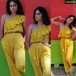Nandita Swetha Instagram - Be a queen no matter wat💜💙💚 #yellow #song #shoot #mauritius #jumpsuit @chemistryindia MKUP by Jaan @g_makeupartistry Clicked by @anj__ly Cutiepaapa