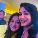 Navya Nair Instagram - I have always wanted to meet u meghna , i have always wanted to hug u tight and i am glad i cud do it .. evn though the pics have not come good cos of some lighting , i cant stop posting it .. Met her at the premier of drishya 2 .. love u .. muaa.. @megsraj Sheraton Grand Bangalore Hotel at Brigade Gateway