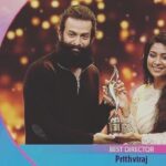 Navya Nair Instagram - Honoured and humbled to give this award for the best director , LUCIFER, to my co-star , great actor, genuine man and many more .. wishing u only happiness .. thank u @vanithaofficial @therealprithvi @supriyamenonprithviraj ..