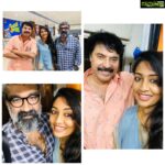 Navya Nair Instagram – Fan girl moment mammokka ..@mammootty .. am myself because of the one and only character balamani penned by this genius writer and maker ranji ettan @balakrishnan_ranjith .. airport meetings .. long journey ended in such a happy note …