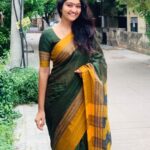 Neelima Rani Instagram - Aadi perukku vazlthukal..may goddesses shower her blessings upon us 🙏🏼 @dressmaterialwholesale2020 thank you for this pretty handloom saree!! Beautiful color combo 🥰