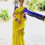 Neelima Rani Instagram – Happy me in a beautiful handloom saree Thank you @fashion_sa_boutique for this beautiful saree 🥰 good luck