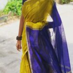 Neelima Rani Instagram – Happy me in a beautiful handloom saree Thank you @fashion_sa_boutique for this beautiful saree 🥰 good luck