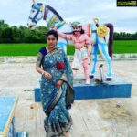 Neelima Rani Instagram - Happy sunday 🤗Received the Blessings of kuladhaivam 🙏🏼 veeranar,muniswarar Beautiful saree by @sai_sri_fashions Thennamanadu