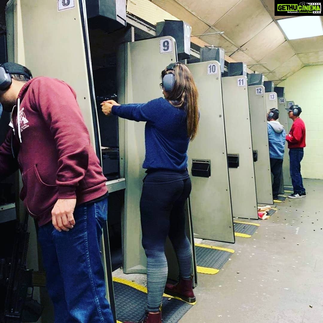 Neetu Chandra Instagram - This experience will always be cherished ! Thank you @tsunny ❤😘 It was a great evening. Be the bullet in the gun😊 #losangeles Los Angeles Gun Club