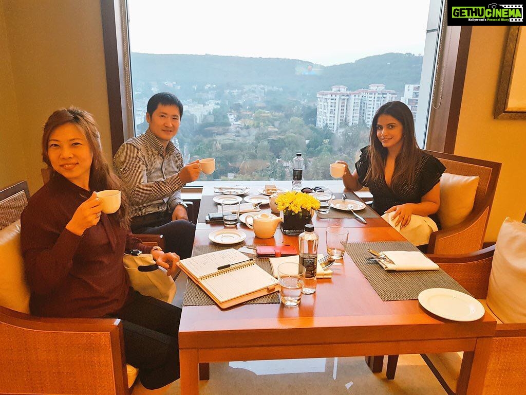 Neetu Chandra Instagram - Lovely to have a great #teatime with my #korean #Taekwondo #master #leejeonghee and #culturaldirector of #India #drjeunjoolim on a very important discussion. #koreanmovie on my mind! #Action #Pune you have a fabulous positive vibe, very very positive ❤