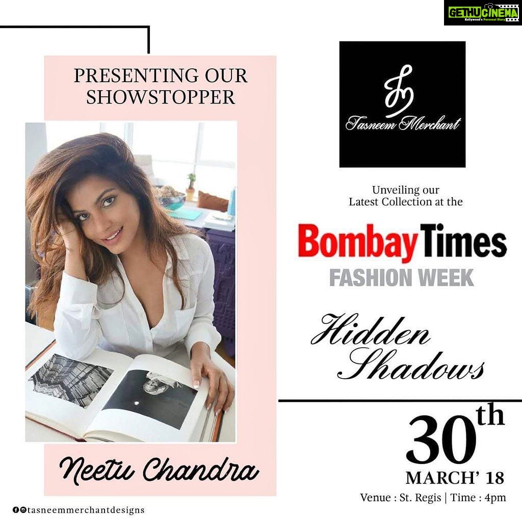Neetu Chandra Instagram - Welcome everyone 😘😍 for #Tasneemmerchant 😇 #Bombaytimesfashionweek #StRegis #Mumbai 😊😘 at 4pm. Today !! See you 🤗
