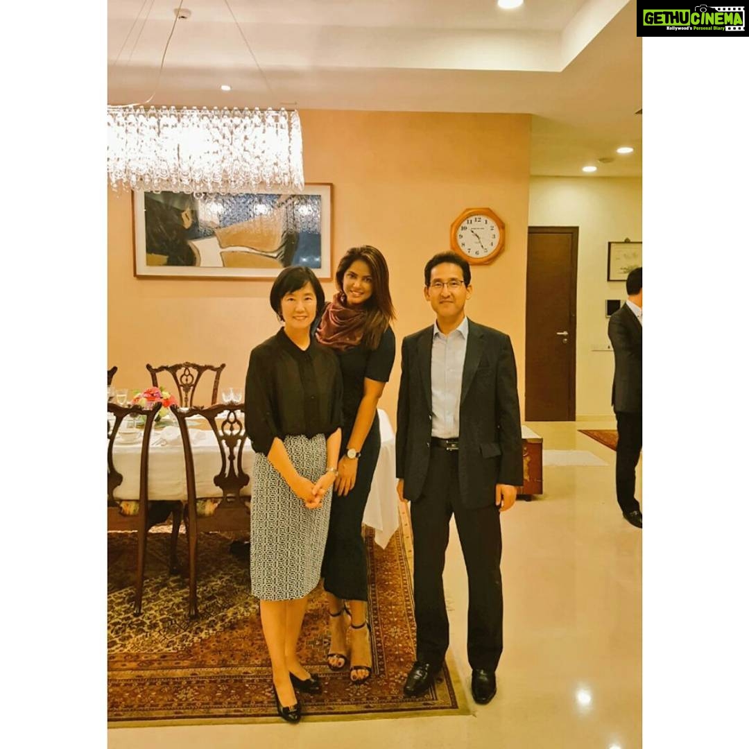 Neetu Chandra Instagram - Had a pleasure of dinning at Mr. n Mrs.Seung-eun kim #Cousulategeneraloftherepublicofkorea s residence last evening! Discussing #Taekwondo