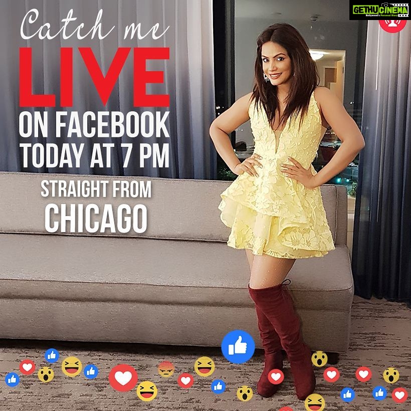 Neetu Chandra Instagram - I will be doing a Facebook Live today at 7 pm straight from Chicago! See you there!😃