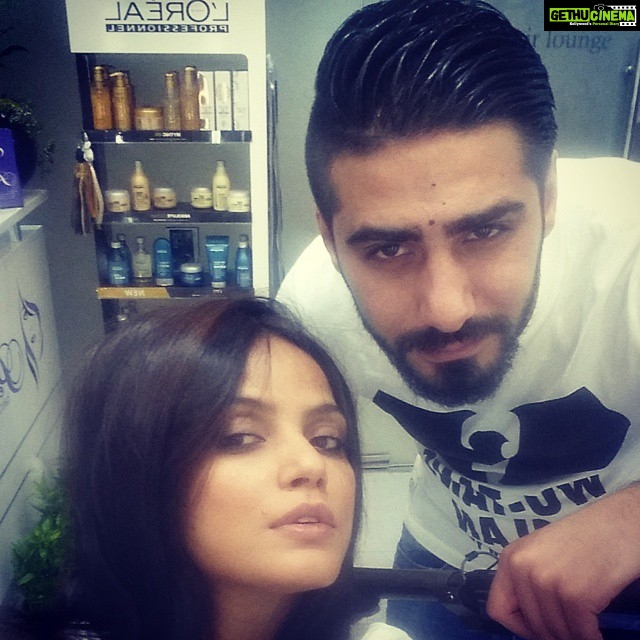 Neetu Chandra Instagram - Bilal, doing my hair n I love the styles he does... lol