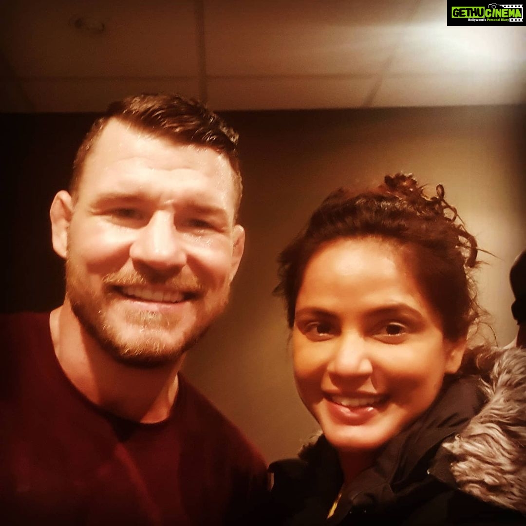 Neetu Chandra Instagram - My favorite #genre is #action and I have the best stunt team on the set with @Timman and humbleness personified @mikebisping #NEVERBACKDOWN- REVOLT ❤🥰 #london🇬🇧