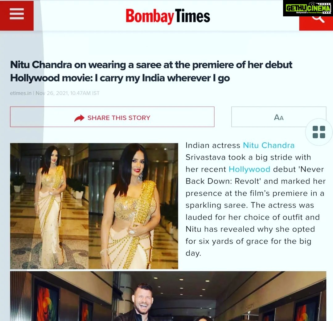 Neetu Chandra Instagram - *Bombay Times* https://m.bombaytimes.com/movies/international/nitu-chandra-on-wearing-a-saree-at-the-premiere-of-her-debut-hollywood-movie-i-carry-my-india-wherever-i-go/articleshow/87924164.cms?