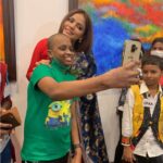 Neetu Chandra Instagram - I’ve been associated with the #CancerPatientsAidsAssociation for about 10 years now and every time I meet these kids my heart fills with joy and excitement❤️ Had an amazing time with all of them at the Art exhibition inaugration.