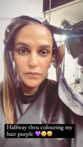 Neha Dhupia Instagram - Poori look baad main dikhayenge 💜🤩😆… #trending #reels #challenge …. #feelitreelit #feelkaroreelkaro