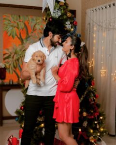 Niharika Konidela Instagram - Christmas with the Hubs. 🎄
And, the goodest doggo, Buzz babu. 
.

P.c @stories_throughthelens