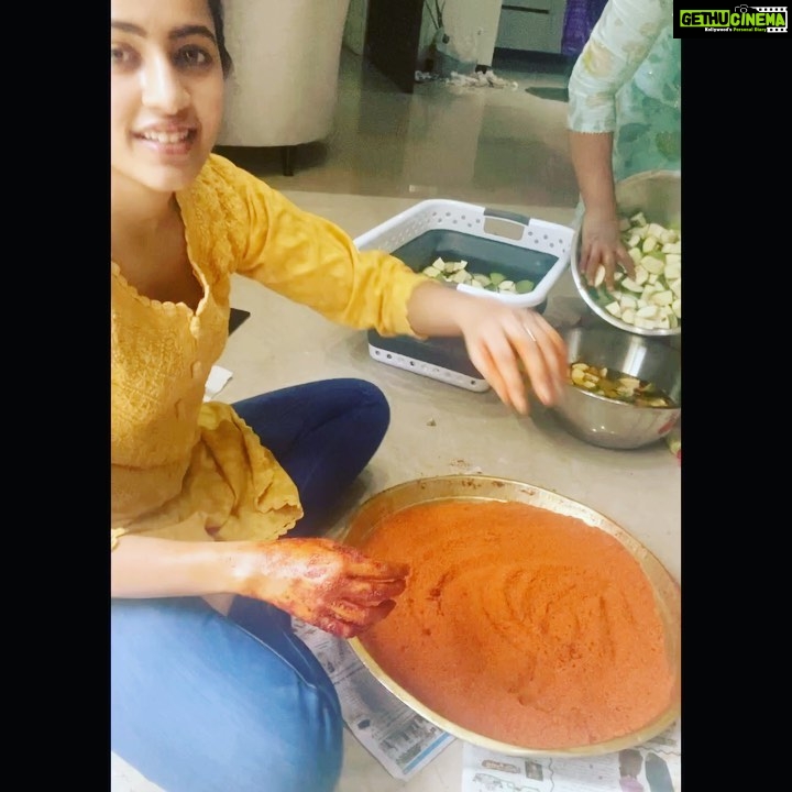 Niharika Konidela Instagram - First year of making the famous AVAKAI PACCHADI! (mango pickle) Get ready with some muddapappu!