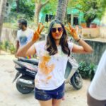 Niharika Konidela Instagram - HOLI 2020! With the next new fam! 💙💚💛🧡💜🖐🏼🖐🏼 Chennai, India