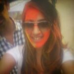 Niharika Konidela Instagram - Very blur. BUT Happy holi guys! Play safe:D #holi #colouroftheyear #orange