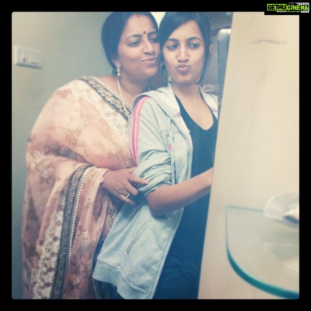 Niharika Konidela Instagram - Mum in #sabyasachi and daughter in #rags #pout i laaaavvv you amma!