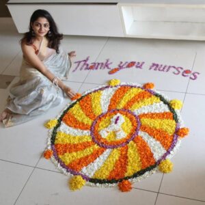 Nikhila Vimal Instagram - None of us would have imagined that we would be celebrating Onam this year quarantined and in isolation- but we are lucky to be safe, among our loved ones.

Thanks to our nurses whose selfless care & nurturance have helped countless COVID patients be back home for Onam.

Let’s all come together on this auspicious day and dedicate our Onam Pookolam to our nurses while they continue to take care of us.

Use the #ThankYouNurses and tag @parachute_advansed

Sending lots of love and gratitude to all our nurses and hope that we all come out of this stronger and better than ever! Stay blessed and Stay Safe! Onashamsakal!