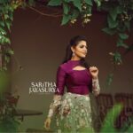 Nikhila Vimal Instagram – Everything is better in purple💜  in a purple full sleeve crop top n grey net skirt with 3d flower detailing 
PC @vineesh_smoke 
MUA @unnips  for @sarithajayasurya_designstudio 😍😍😍