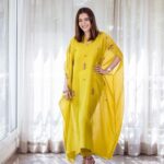 Nisha Agarwal Instagram - Feeling like sunshine in this Kaftan inspired outfit by @shikha_mehta.official #ad #indianwear #fusionwear #indiandesigners #indiandesigner #brightlikesunshine