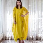 Nisha Agarwal Instagram - Feeling like sunshine in this Kaftan inspired outfit by @shikha_mehta.official #ad #indianwear #fusionwear #indiandesigners #indiandesigner #brightlikesunshine