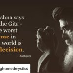 Payal Rohatgi Instagram - I make decisions 🙏 I stand by them 🙏 #payalrohatgi Posted @withregram • @enlightenedmystics Krishna says in the Gita, “The worst crime in the world is indecision". -Sg ~~~~~~~~~~~~~~~~~~~~ #enlightenedmystics #Enlightenment #Sadhguru #IshaYoga #Motivation #Shiva #Adiyogi #InnerEngineering #Spirituality #Spiritual #Spiritualawakening #IshaFoundation #Krishnaquotes #misery #SadhguruQuotes #Love #joy #indecision #yoga #mind #beautiful #problem #life #Dailywisdom #possibility #crime #lifequotes #PerfectLife #Meditation #mind