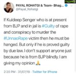 Payal Rohatgi Instagram - #Unnao Case 🙏