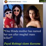 Payal Rohatgi Instagram - It is better to be called a #Overrated Indian actress who believes in keeping India & Hindus living in India safe than being a A grade actress who names her son after a Mass Murderer of Hindus 🙏 Hindu women were strong mentally. All their decisions were in a state of powerfulness. They were warriors, they could kill Mughal invaders or kill themselves to prevent being a sex slave to Mughal invaders. Any examples in Islam 🤨? Asking as Feminists of India say Hinduism is regressive. #payalrohatgi