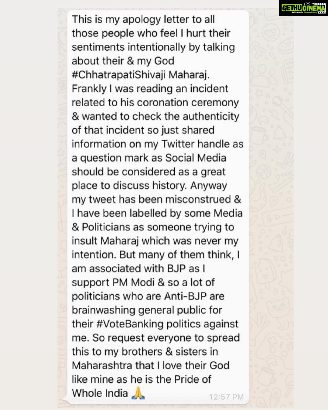 Payal Rohatgi Instagram - An open letter to Indian Media & Public of Maharashtra 🙏#chhatrapatishivajimaharaj ki Jay 🙏 #payalrohatgi