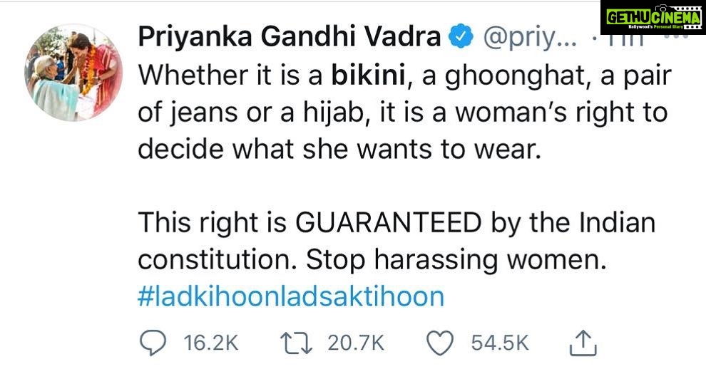Payal Rohatgi Instagram - Yes that’s the Indian woman’s right but NOT in a SCHOOL. There is UNIFORM in school Mrs Vadra. You also wore one. Don’t dilute the campaign for political advantage 🙏 But the group of boys harassing the girl need to reprimanded by the school authorities. #payalrohatgi