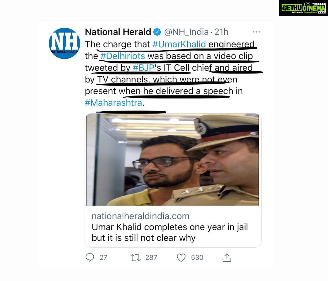 Payal Rohatgi Instagram - Umar Khalid should not be subjected to wrongful jail based on the fact that he is Muslim. Remember he is an Indian Citizen first. Law is equal for all. - Payal Rohatgi #payalrohatgi