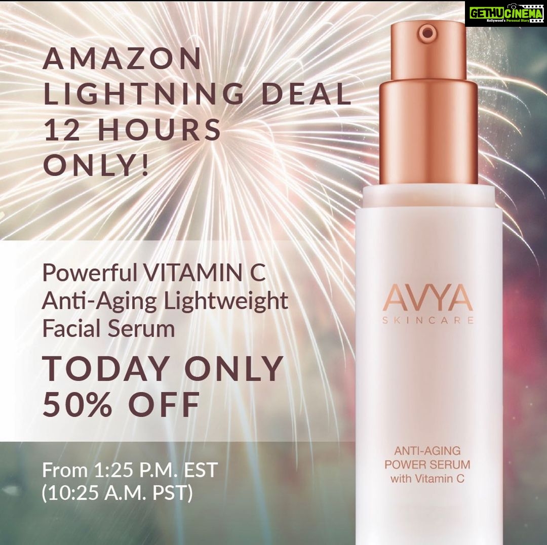 Pooja Kumar Instagram - Check out this awesome Vitamin C serum by @avyaskincare. I love it and use it everyday!! For next 12 hours only you will get it for 50% off!!! Go go go beautiful skin!!! @avyaskincare #beauty #skincare #india #america #tamil #telugu #hindi #health #fresh #vitamincserum #vitaminc