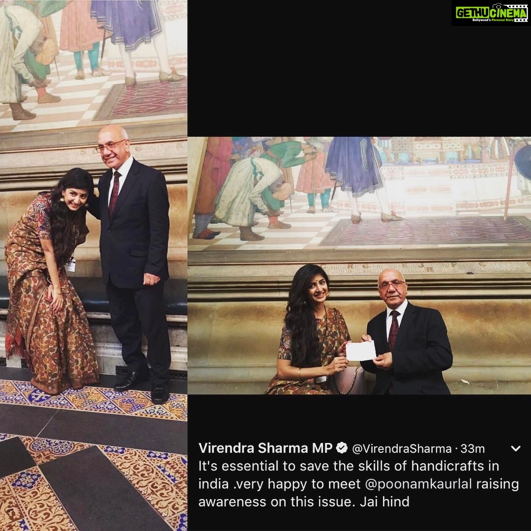 Poonam Kaur Instagram - Visited #westminster #houseofparliament London and took blessings from MP #virendrasharma for the cause #iwearhandloom