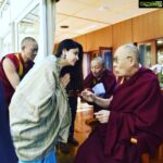 Poonam Kaur Instagram - In life you receive and give many gifts. Some according to your feeling some according to your need. But is there anything more beautiful than giving away your passion product (a handloom scarf) to a man who is responsible for world peace. On this birthday I made the most of my day than I ever did in this lifetime. Truly feel blessed to have met his holiness The Dalai Lama and received his blessings on my special day. He was humble and kind enough to mention he adored the woman power I attain to make many more women as powerful as the world can help them be .... #dalailama