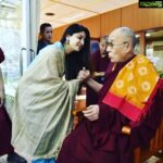 Poonam Kaur Instagram - In life you receive and give many gifts. Some according to your feeling some according to your need. But is there anything more beautiful than giving away your passion product (a handloom scarf) to a man who is responsible for world peace. On this birthday I made the most of my day than I ever did in this lifetime. Truly feel blessed to have met his holiness The Dalai Lama and received his blessings on my special day. He was humble and kind enough to mention he adored the woman power I attain to make many more women as powerful as the world can help them be .... #dalailama