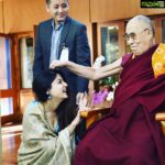 Poonam Kaur Instagram - In life you receive and give many gifts. Some according to your feeling some according to your need. But is there anything more beautiful than giving away your passion product (a handloom scarf) to a man who is responsible for world peace. On this birthday I made the most of my day than I ever did in this lifetime. Truly feel blessed to have met his holiness The Dalai Lama and received his blessings on my special day. He was humble and kind enough to mention he adored the woman power I attain to make many more women as powerful as the world can help them be .... #dalailama