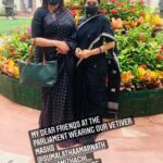 Poornima Bhagyaraj Instagram – My dear friends Sumalatha snd dr Thamizhachi wearing our vetiver masks . Thank you so much❤️❤️❤️❤️
