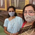 Poornima Bhagyaraj Instagram - Women power in parliament wearing our #Vetivermasks 😍 @supriyasule @sumalathaamarnath ❤️@ _thamizhachi_