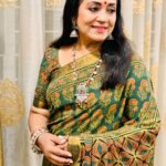 Poornima Bhagyaraj Instagram - Thanks to @kalamanchstore for this beautiful saree which is Handmade & Handblock Printed Natural dyed Ajrakh Mangalagiri Cotton Saree...These are Artisanal sarees by Artisans from Gujarat...These sarees are soft to touch & light like a feather..Drape beautifully well and have a lovely fall...a perfect fitting blouse adds up