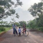 Prakash Raj Instagram - #farmdiaries ...Cycling with my son .daughter and darling wife.. outside our farm.. created yummy focaccia pizza sandwich for early dinner .. bliss