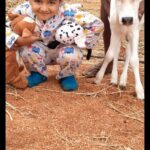 Prakash Raj Instagram – My sons COW BOY moment .. a calf is born in the farm .. welcoming a new life.. named it SURABHI ..happy to see his joy 🤗🤗. listen to nature..stay home stay safe . .. this too shall pass